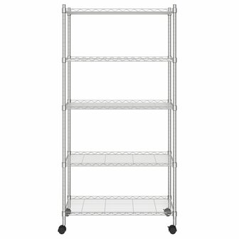 Opbergrek 5-laags met wielen 250 kg 75x35x155 cm chroomkleurig 3