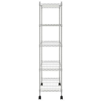 Opbergrek 5-laags met wielen 250 kg 75x35x155 cm chroomkleurig 4