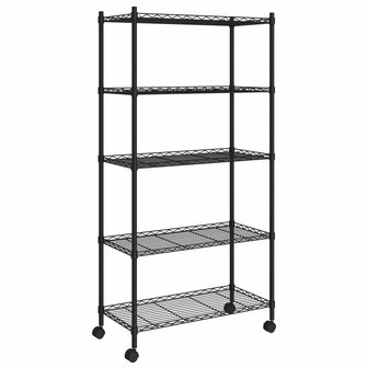 Opbergrek 5-laags met wielen 250 kg 75x35x155 cm zwart 2