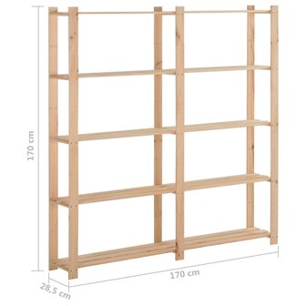 Opbergrek 5-laags 170x28,5x170 cm massief grenenhout 6