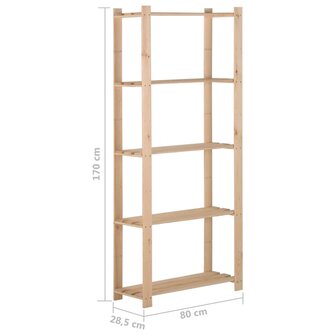 Opbergrek 5-laags 80x28,5x170 cm massief grenenhout 6