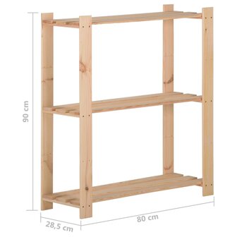 Opbergrek 3-laags 80x28,5x90 cm massief grenenhout 6