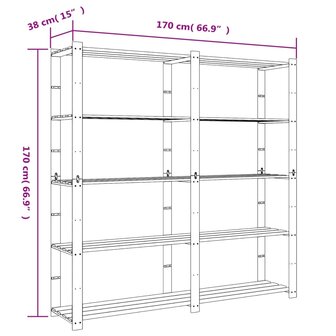 Opbergrek 5-laags 170x38x170 cm massief grenenhout bruin 7