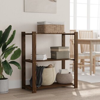 Opbergrek 3-laags 80x38x90 cm massief grenenhout bruin 1