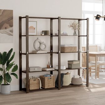 Opbergrek 5-laags 170x38x170 cm massief grenenhout zwart 1