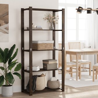 Opbergrek 5-laags 80x38x170 cm massief grenenhout zwart 1