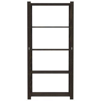 Opbergrek 5-laags 80x38x170 cm massief grenenhout zwart 3