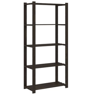 Opbergrek 5-laags 80x38x170 cm massief grenenhout zwart 5