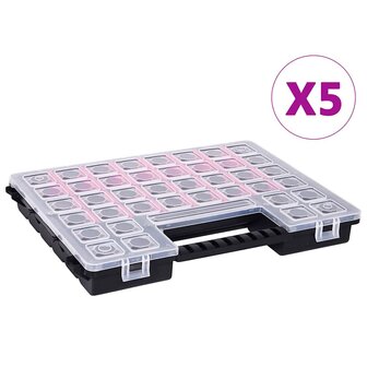Assortimentsdozen 5 st met verdelers 385x283x50 mm kunststof 1