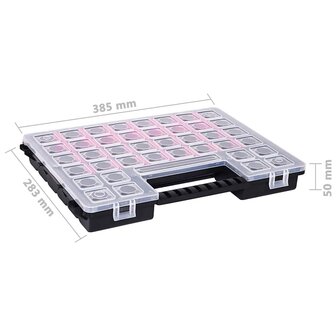 Assortimentsdozen 5 st met verdelers 385x283x50 mm kunststof 6