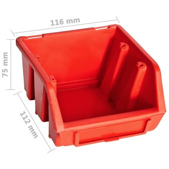 32-delige Opslagbakkenset met wandpanelen rood en zwart 7