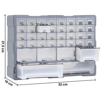 Organiser met 38 lades 52x16x37,5 cm 9