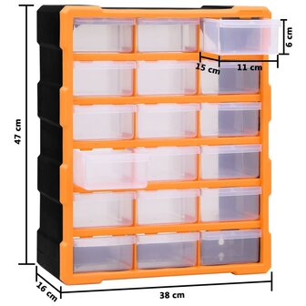 Organiser met 18 medium lades 38x16x47 cm 9