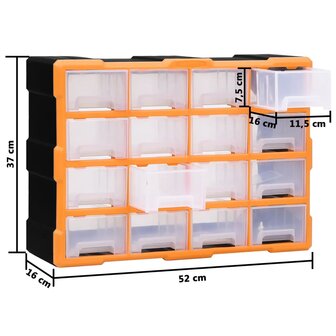Organiser met 16 medium lades 52x16x37 cm 9