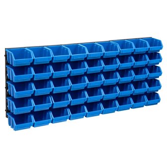 48-delige Opslagbakkenset met wandpanelen blauw en zwart 1