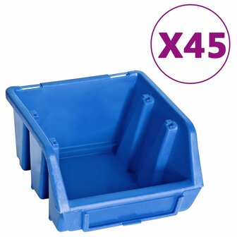 48-delige Opslagbakkenset met wandpanelen blauw en zwart 2