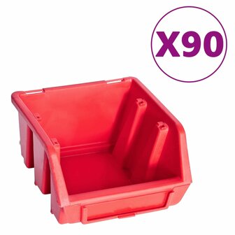 96-delige Opslagbakkenset met wandpanelen rood en zwart 2