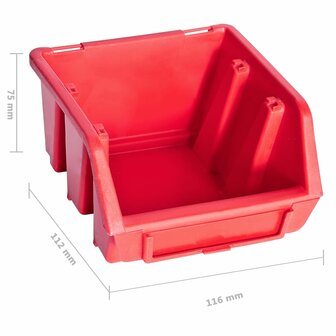96-delige Opslagbakkenset met wandpanelen rood en zwart 5