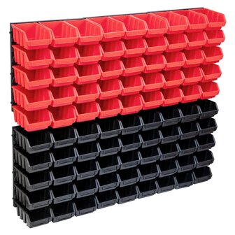 96-delige Opslagbakkenset met wandpanelen rood en zwart 1