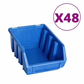 128-delige Opslagbakkenset met wandpanelen blauw en zwart 2