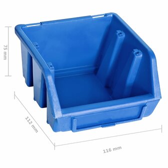 128-delige Opslagbakkenset met wandpanelen blauw en zwart 6