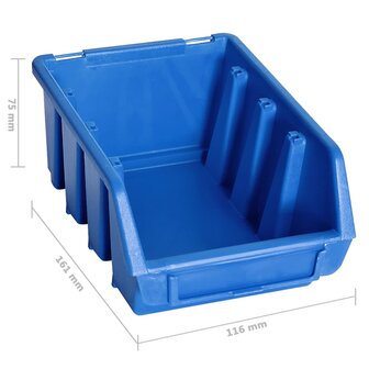 128-delige Opslagbakkenset met wandpanelen blauw en zwart 7