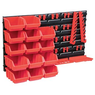 39-delige Opslagbakkenset met wandpanelen rood en zwart 1