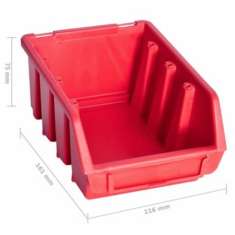103-delige Opslagbakkenset met wandpanelen rood en zwart 9