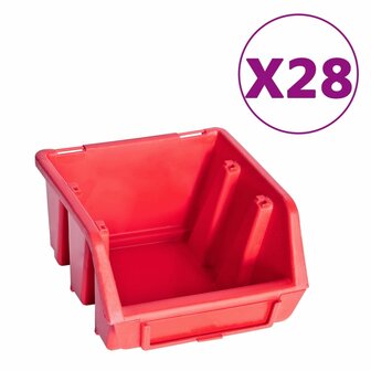 141-delige Opslagbakkenset met wandpanelen rood en zwart 2