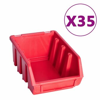 141-delige Opslagbakkenset met wandpanelen rood en zwart 3
