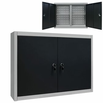 Gereedschapskast voor aan de wand metaal grijs en zwart 1