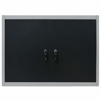Gereedschapskast voor aan de wand metaal grijs en zwart 3