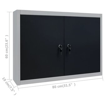 Gereedschapskast voor aan de wand metaal grijs en zwart 8