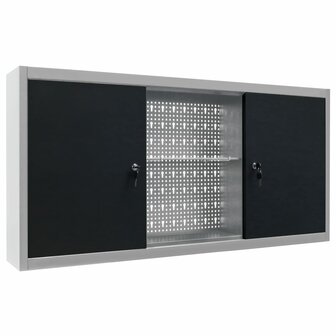 Gereedschapskast voor aan de wand metaal grijs en zwart 2