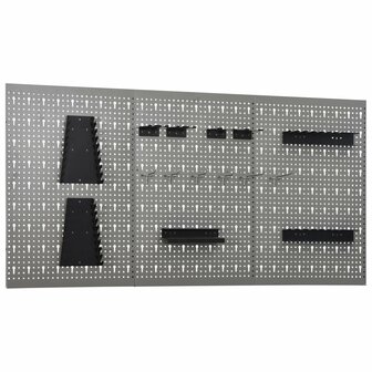 Gaatjespaneel wandgemonteerd 3 st 40x58 cm staal 1