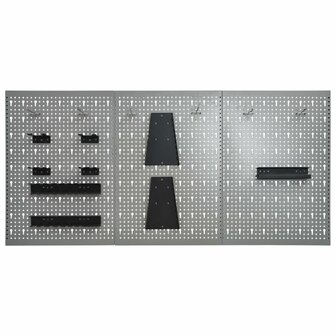 Gaatjespaneel wandgemonteerd 3 st 40x58 cm staal 3