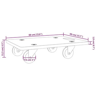 Meubelhondjes 2 st rechthoekig 250 kg 60x40x11,5 cm 9