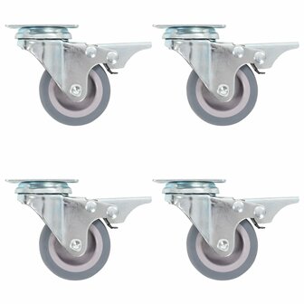 Zwenkwielen met dubbele remmen 4 st 50 mm 1