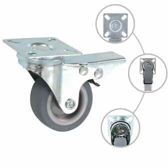 Zwenkwielen met dubbele remmen 4 st 50 mm 2
