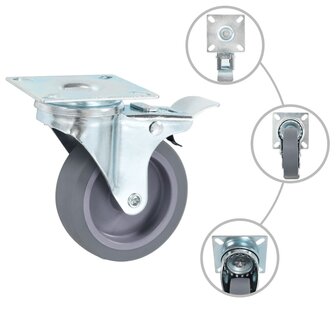 Zwenkwielen met dubbele remmen 4 st 75 mm 2
