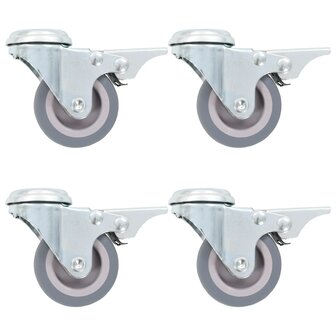 Zwenkwielen met boutgaten en dubbele remmen 4 st 50 mm 1