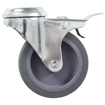 Zwenkwielen met boutgaten en dubbele remmen 4 st 75 mm 4