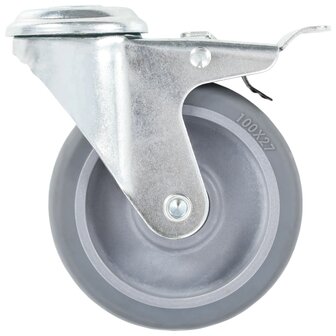 Zwenkwielen met boutgaten en dubbele remmen 4 st 100 mm 3