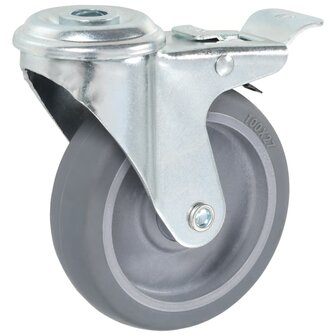Zwenkwielen met boutgaten en dubbele remmen 4 st 100 mm 4