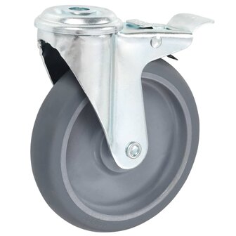 Zwenkwielen met boutgaten en dubbele remmen 4 st 125 mm 3