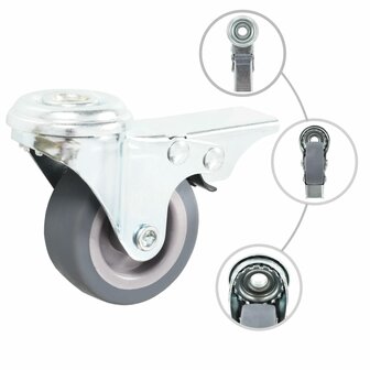 Zwenkwielen met boutgaten 4 st 50 mm 2