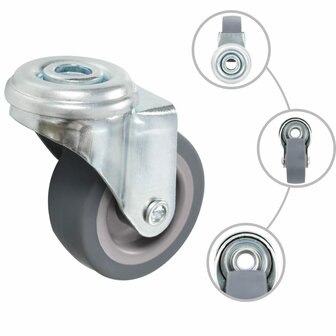 Zwenkwielen met boutgaten 4 st 50 mm 7