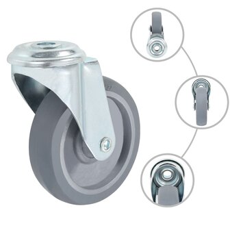 Zwenkwielen met boutgaten 4 st 100 mm 6