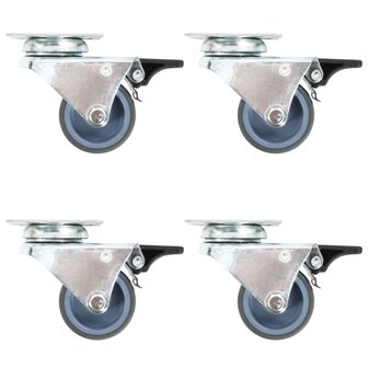 Zwenkwielen dubbel met dubbele remmen 4 st 50 mm 1