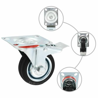 Zwenkwielen met dubbele remmen 4 st 75 mm 2
